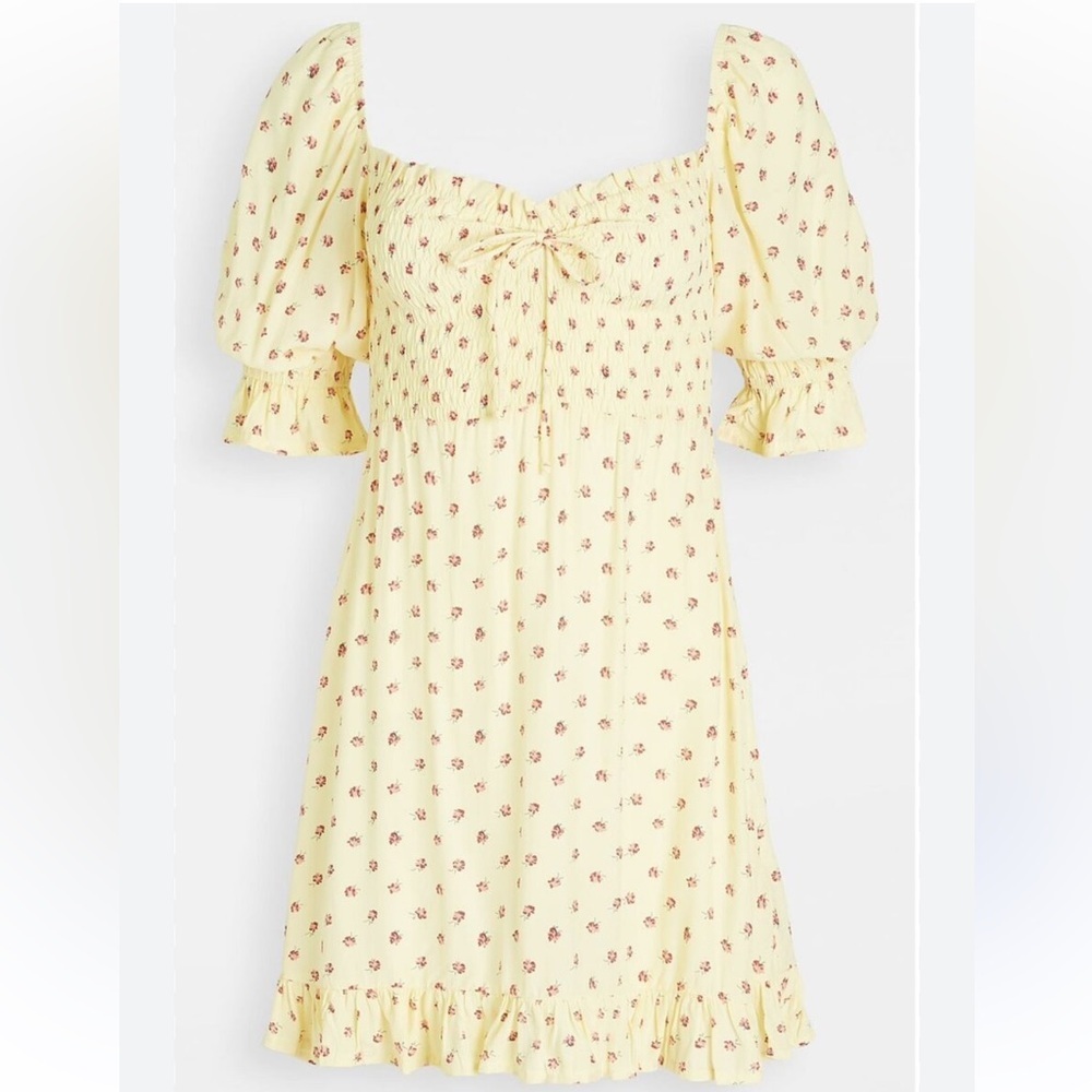 Faithfull The Brand Sage Mini Dress in Santa Maria Floral Yellow Sz XS - Picture 4 of 14